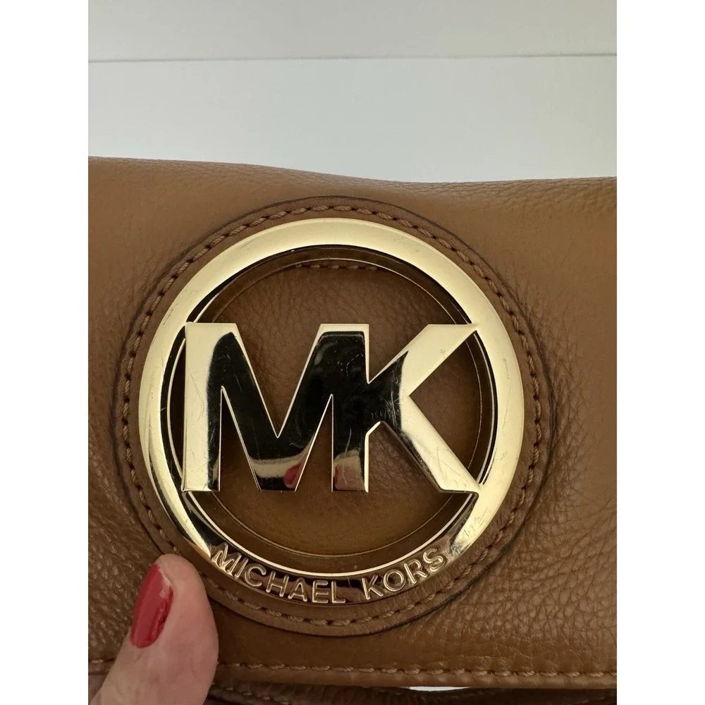 Michael Kors Fulton leather hobo bag caramel / tan color with gold hardware